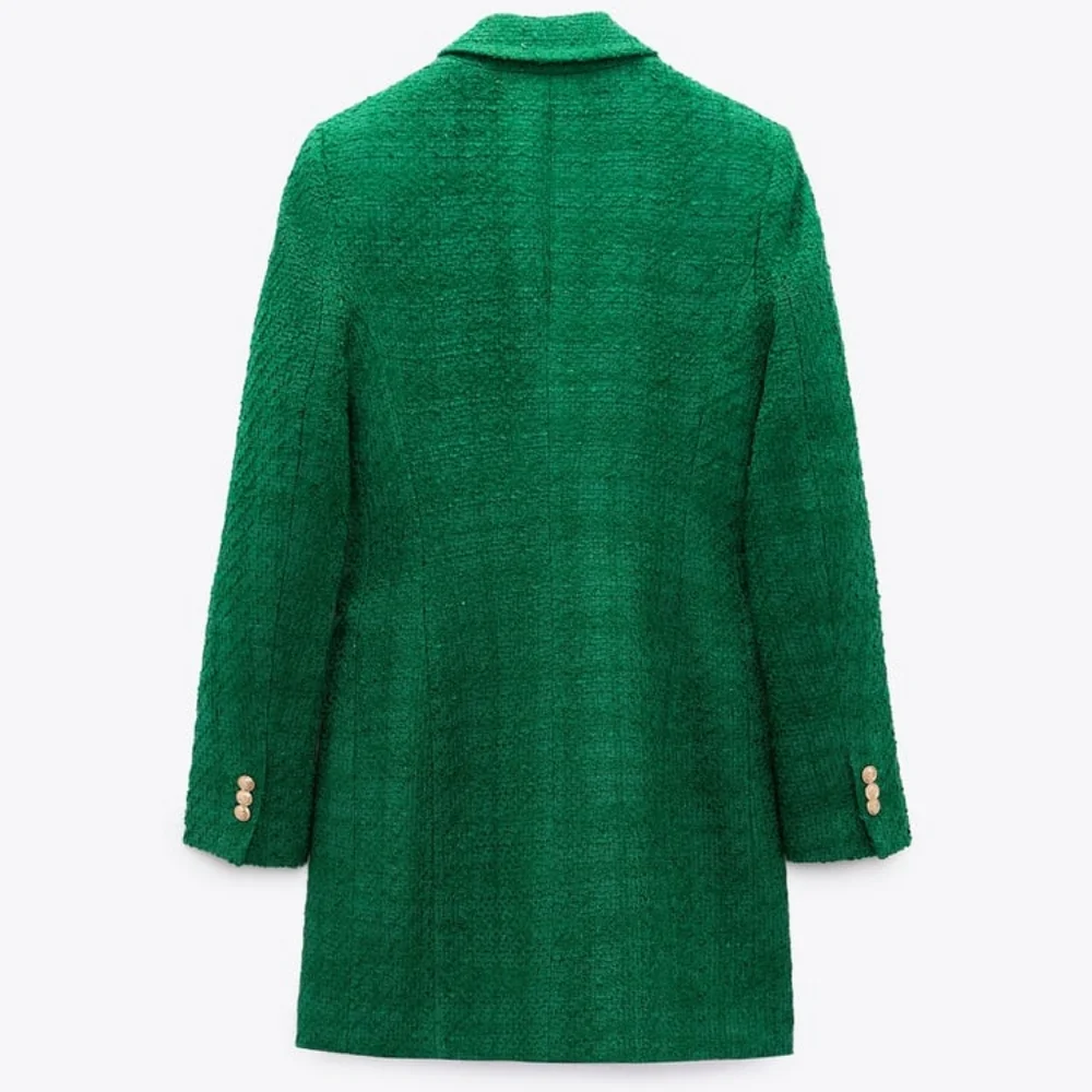 NWT Zara Green Texture Long Blazer Coat. Size M - Picture 3 of 17